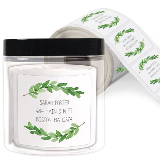 Two Sprigs Square Address Labels in a Jar